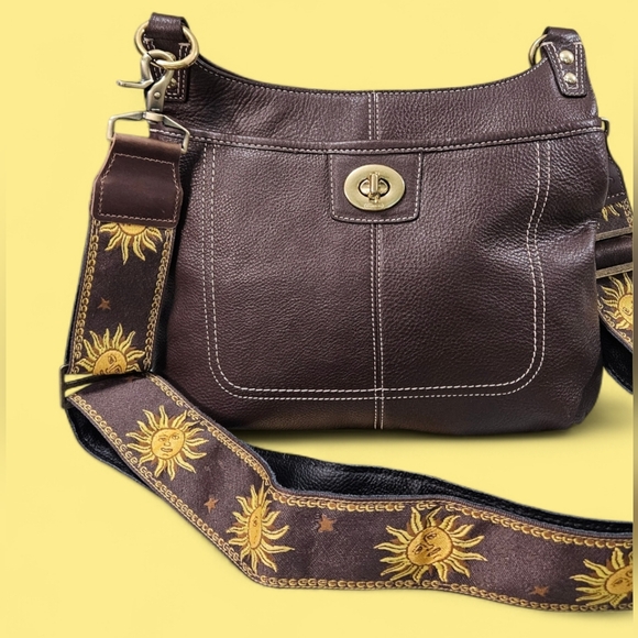 Coach Penelope Chocolate Brown Crossbody Bag w/Wristlet & Guitar Strap - Picture 4 of 12